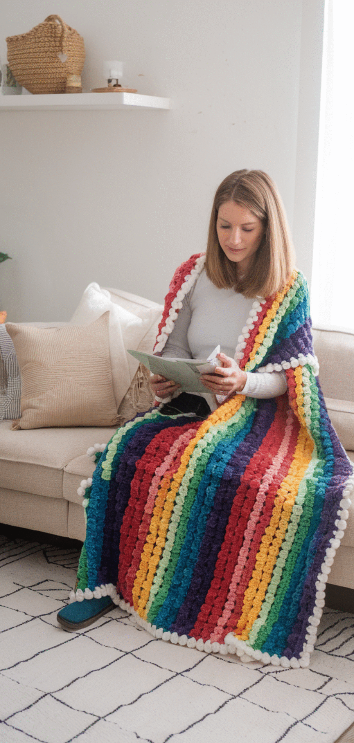 12 Beautiful Rainbow Bobble Crochet Blanket Ideas