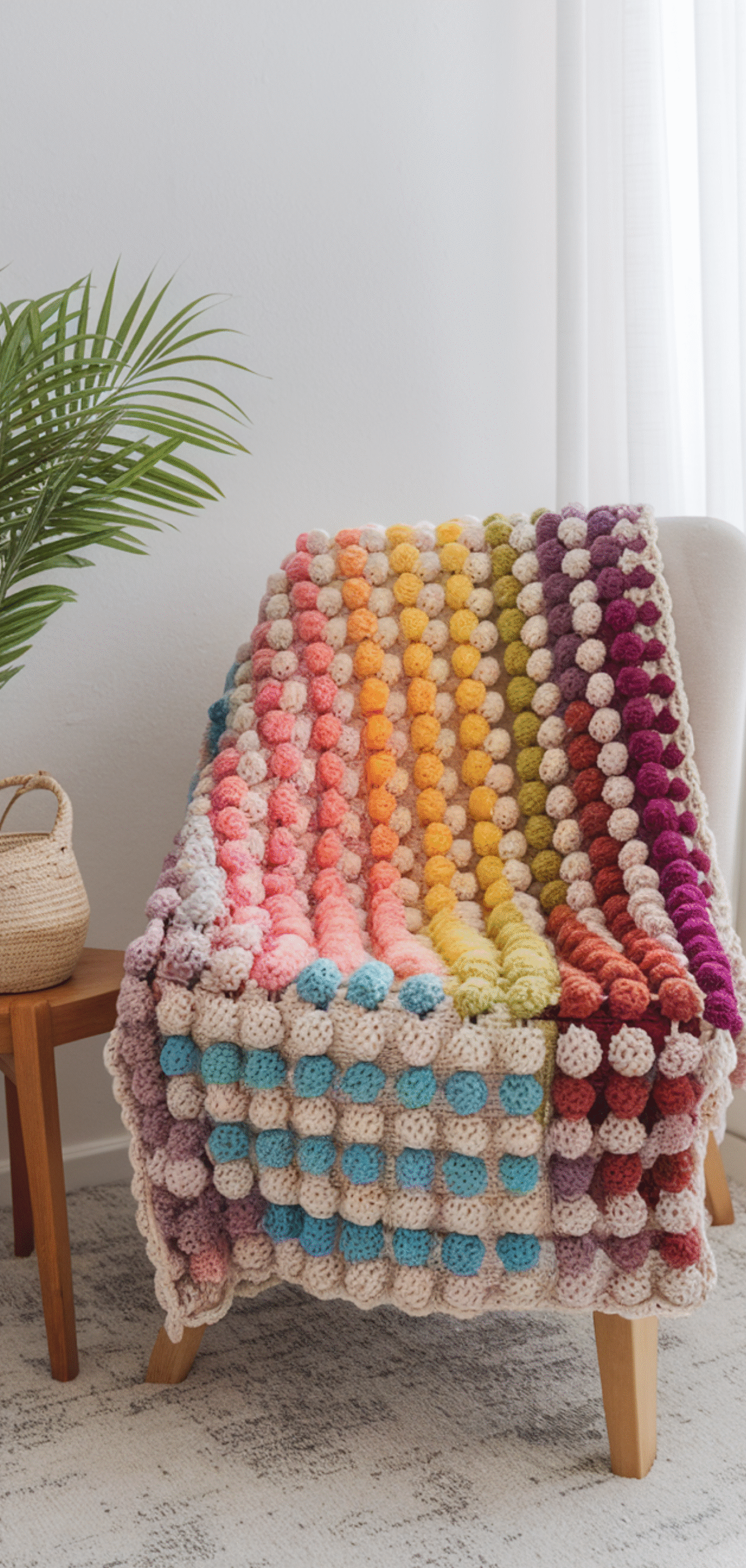 12 Beautiful Rainbow Bobble Crochet Blanket Ideas