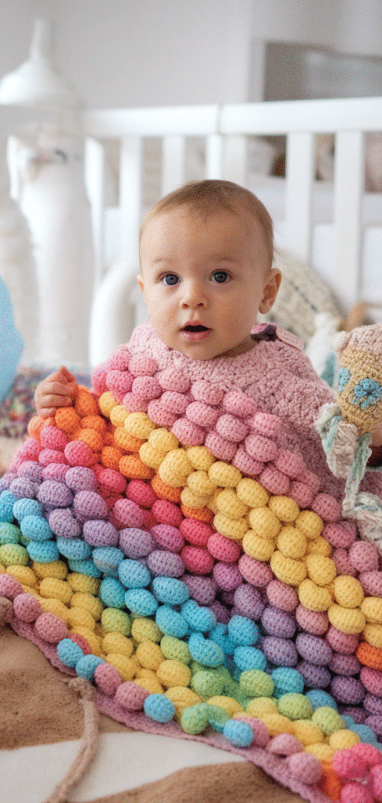 12 Beautiful Rainbow Bobble Crochet Blanket Ideas