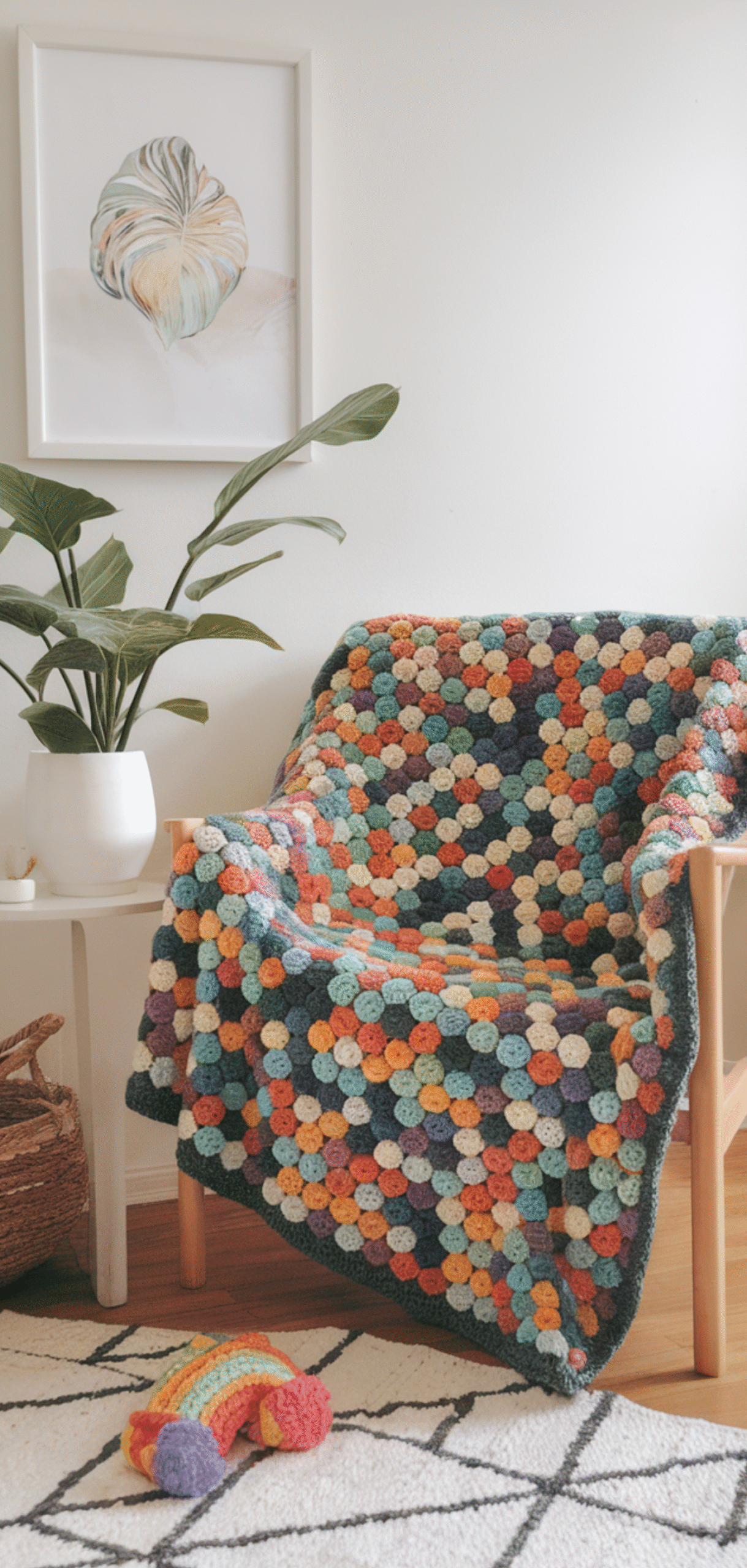 12 Beautiful Rainbow Bobble Crochet Blanket Ideas