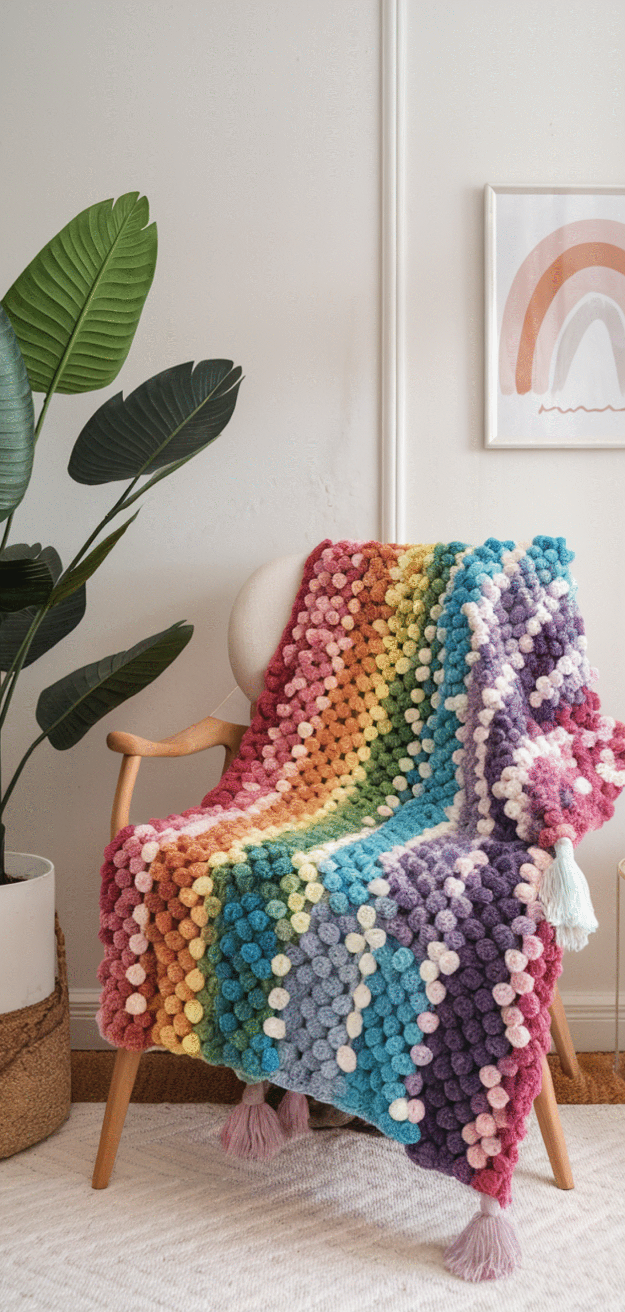 12 Beautiful Rainbow Bobble Crochet Blanket Ideas