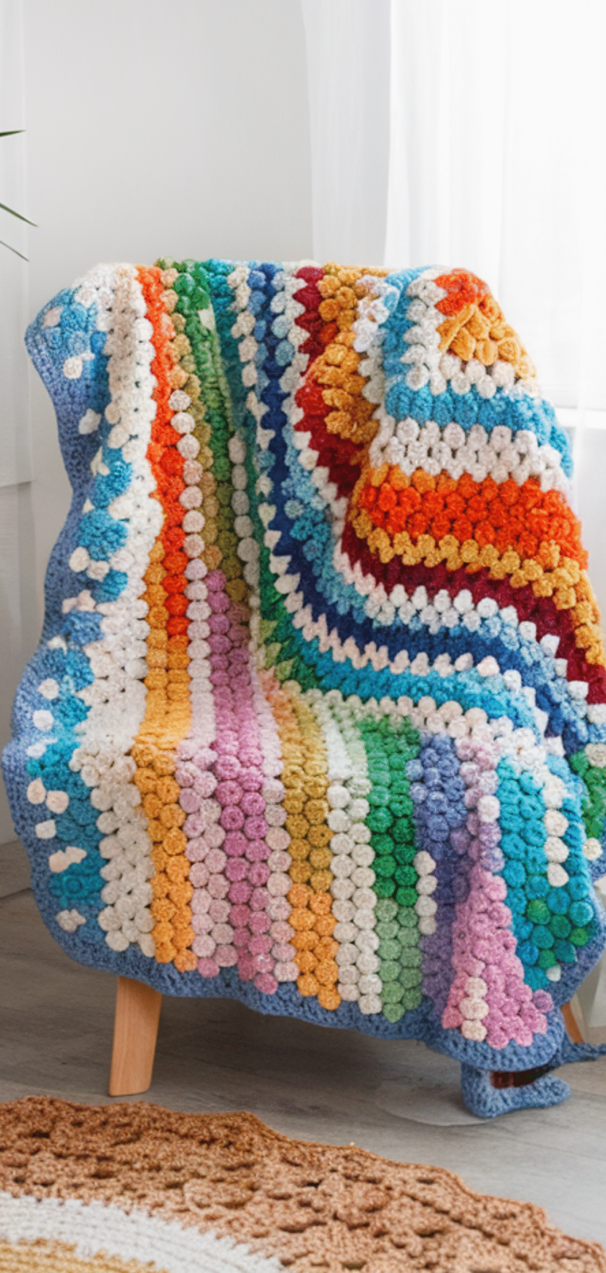 12 Beautiful Rainbow Bobble Crochet Blanket Ideas
