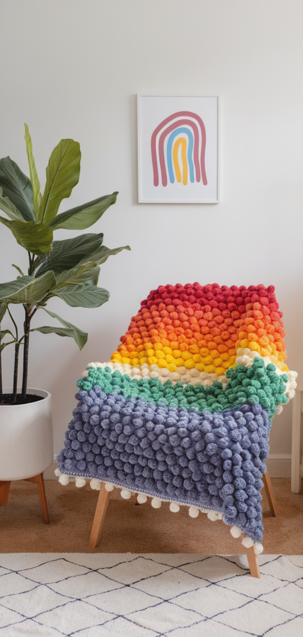 12 Beautiful Rainbow Bobble Crochet Blanket Ideas