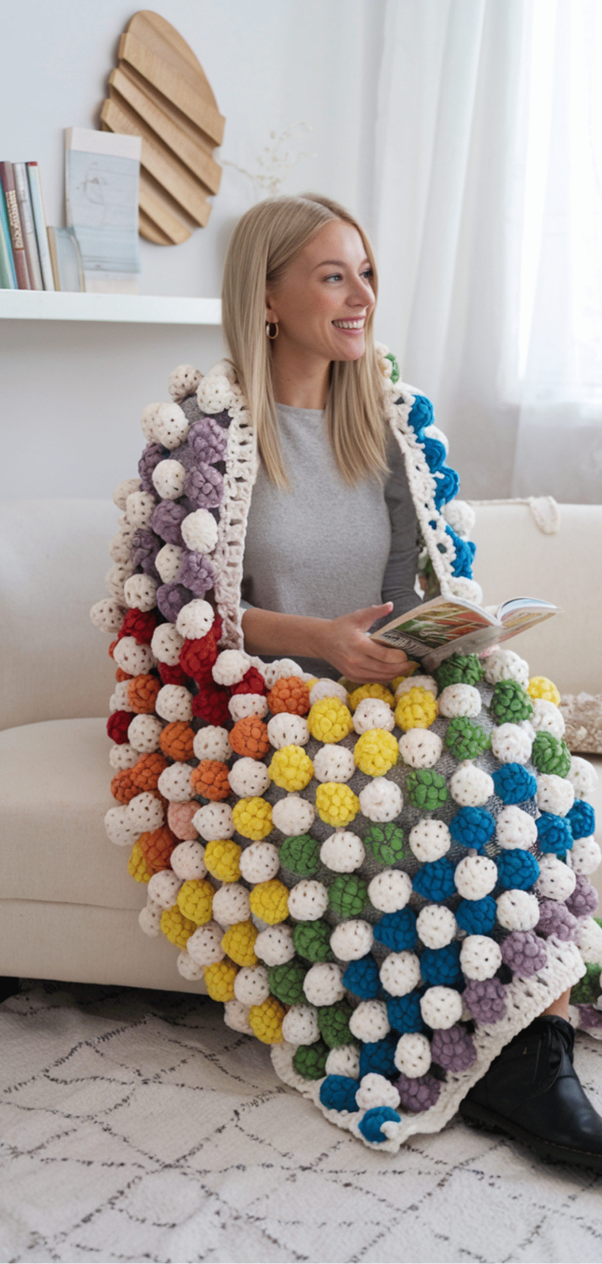 12 Beautiful Rainbow Bobble Crochet Blanket Ideas